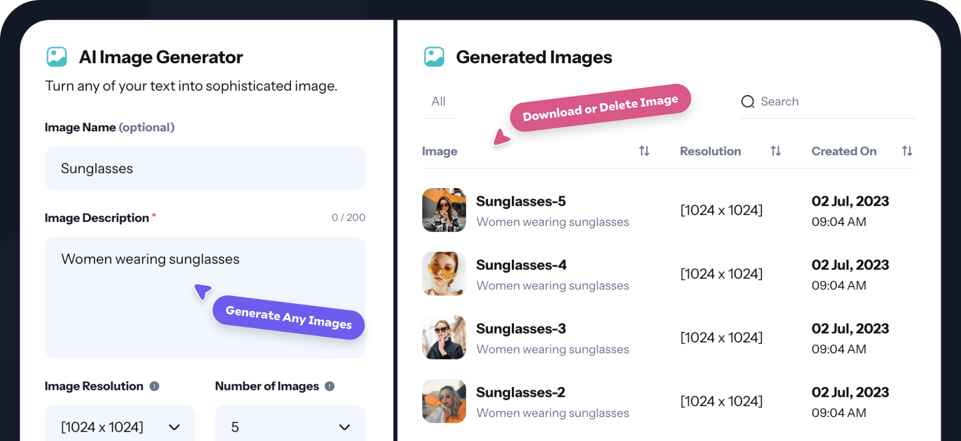 Features image generator